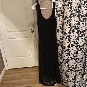 Xhilaration Black Sleeveless Crochet Maxi Dress